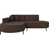 ECKSOFA Hana Loft 3-Sitzer Ecke Links, Cordstoff Chenille, Dunkelbraun 241/80/168 cm - Schwarz/Braun, Textil/Metall (241/168cm) - WFL GROUP