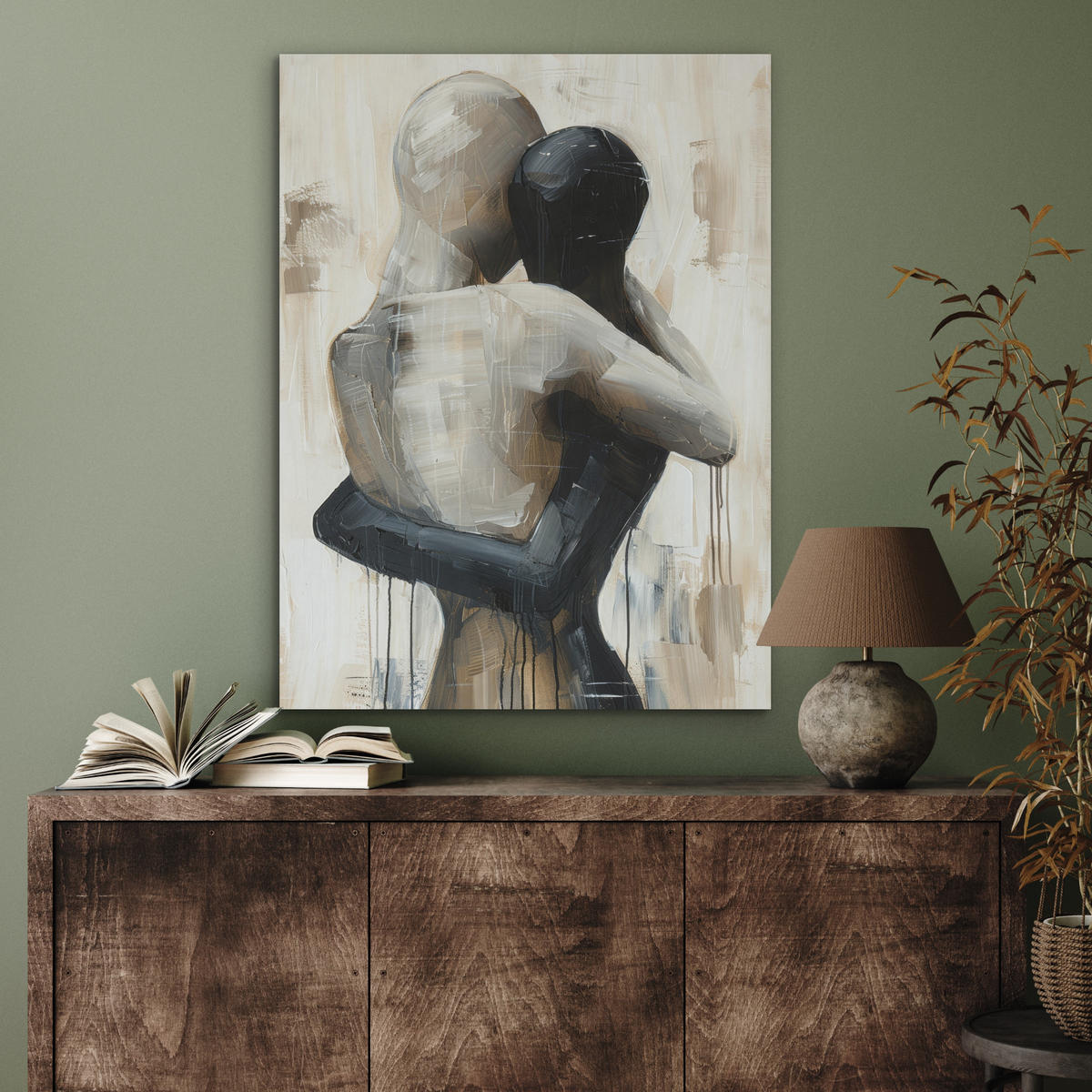 AKUSTIKPANEEL Abstrakt - Liebe - Schwarz und weiß - Modern 60x80 cm - Schwarz, Textil (60/0.9/80cm) - MuchoWow