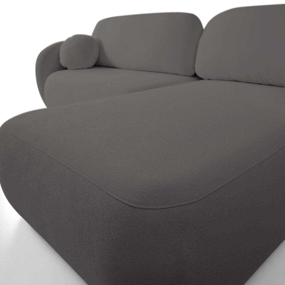 ECKSOFA AMICO R-S Grau Geflochtener Stoff mit Schlaffunktion - Grau, Holz (248/174cm) - MASSENO