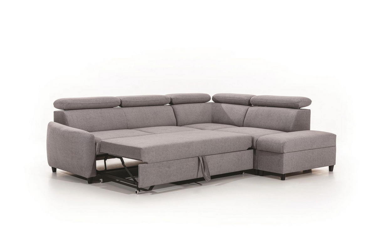 ECKSOFA Schlafsofa Anton In Esito - Dunkelgrün, Holzwerkstoff/Textil (265/205cm) - Fun Möbel