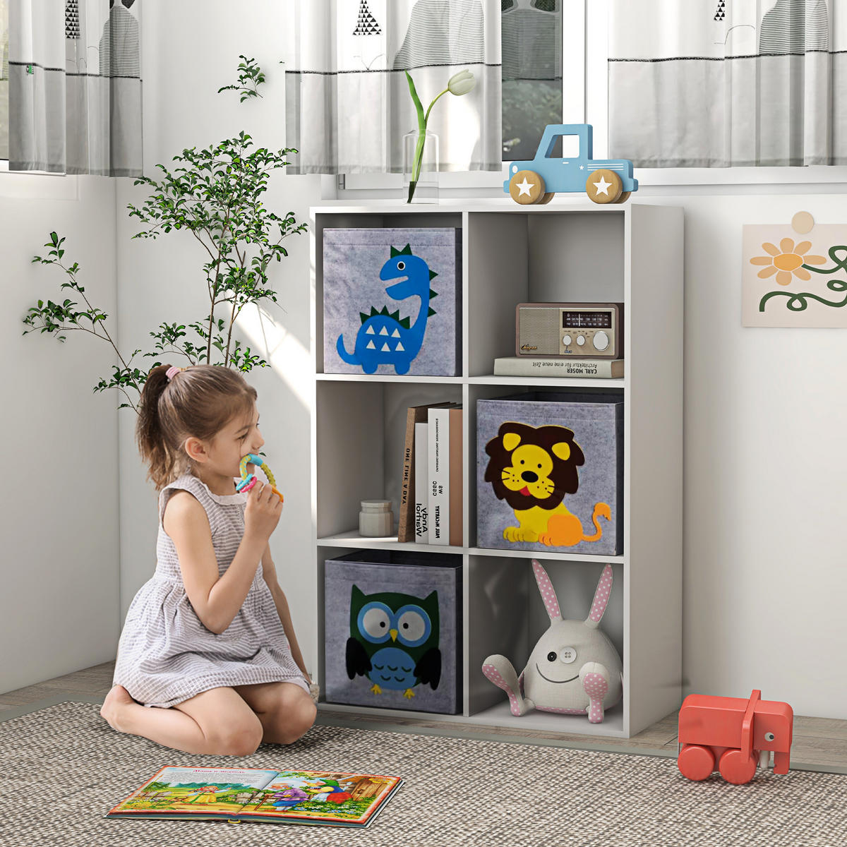 KINDERREGAL - Weiß, Holzwerkstoff (29.9/91.5/61.8cm) - ZONEKIZ