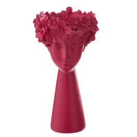 BLUMENTOPF KOPF Rosa - Pink, Glas/Naturmaterialien (23/40.8cm) - J-Line