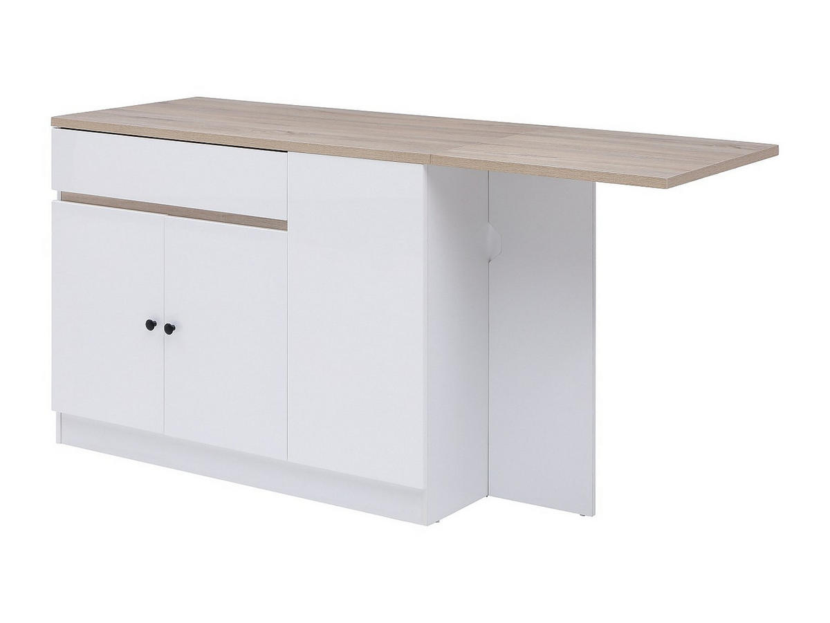 KÜCHENINSEL mit Stauraum - MDF - Weiß & Holzfarben - HELOMY - Naturfarben, Holz (180/90/60cm) - Vente-Unique