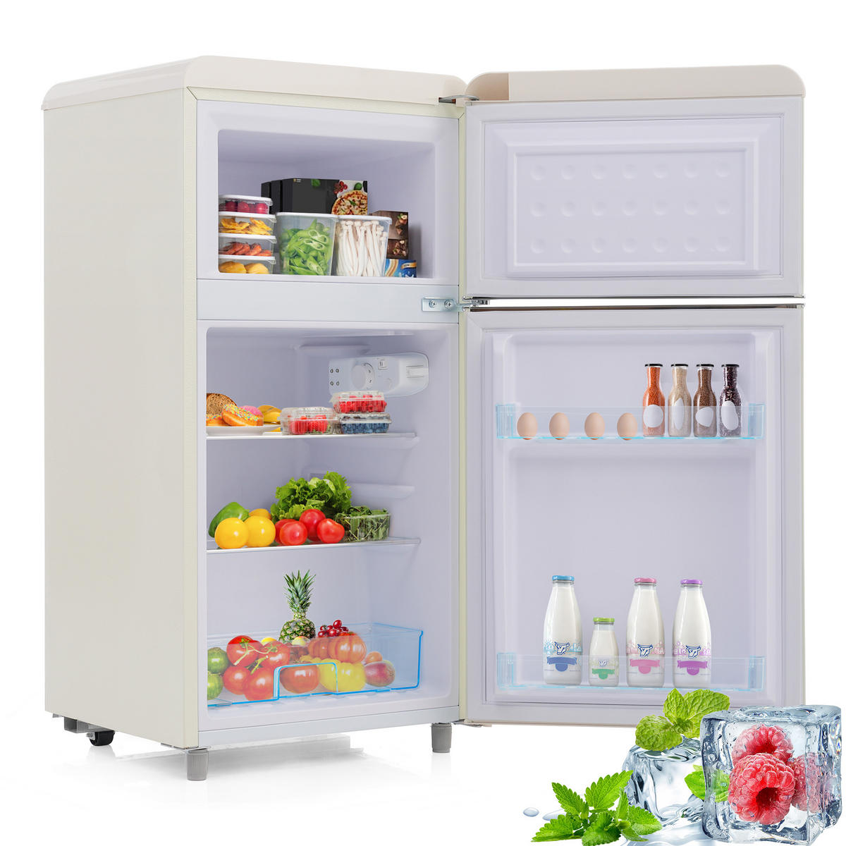 KÜHL-GEFRIER-KOMBINATION 60 l, (Size) - 200x100, Energieeffizienzklasse E, Cremeweiß - Weiß, Metall (45/75/46cm) - FOHERE