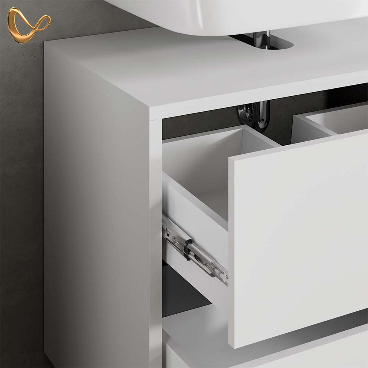 WASCHBECKENUNTERSCHRANK Vomano Weiß 100 x 60 cm - Anthrazit/Weiß, Holzwerkstoff (100/60/45.5cm) - Livinity®