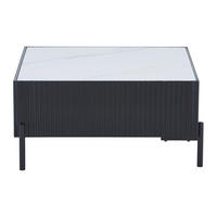 COUCHTISCH - 80 cm x 80 cm - Holz, Platte - Schwarz, Weiß - CYNDORA - Schwarz/Weiß, Holz (80/80/40cm) - Vente-Unique