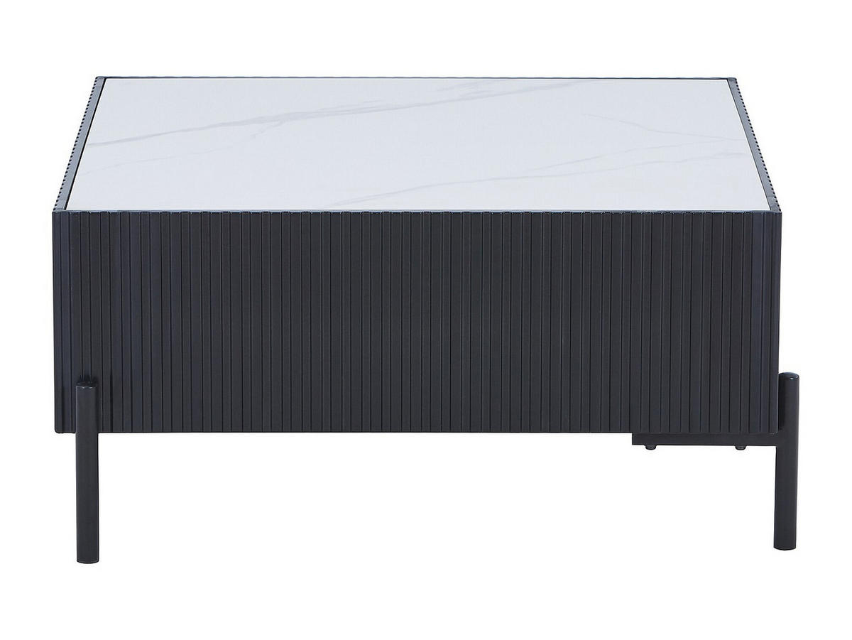 COUCHTISCH - Keramik, MDF & Metall - Schwarz & Weiß - CYNDORA - Schwarz, Holz (80/80/40cm) - Vente-Unique