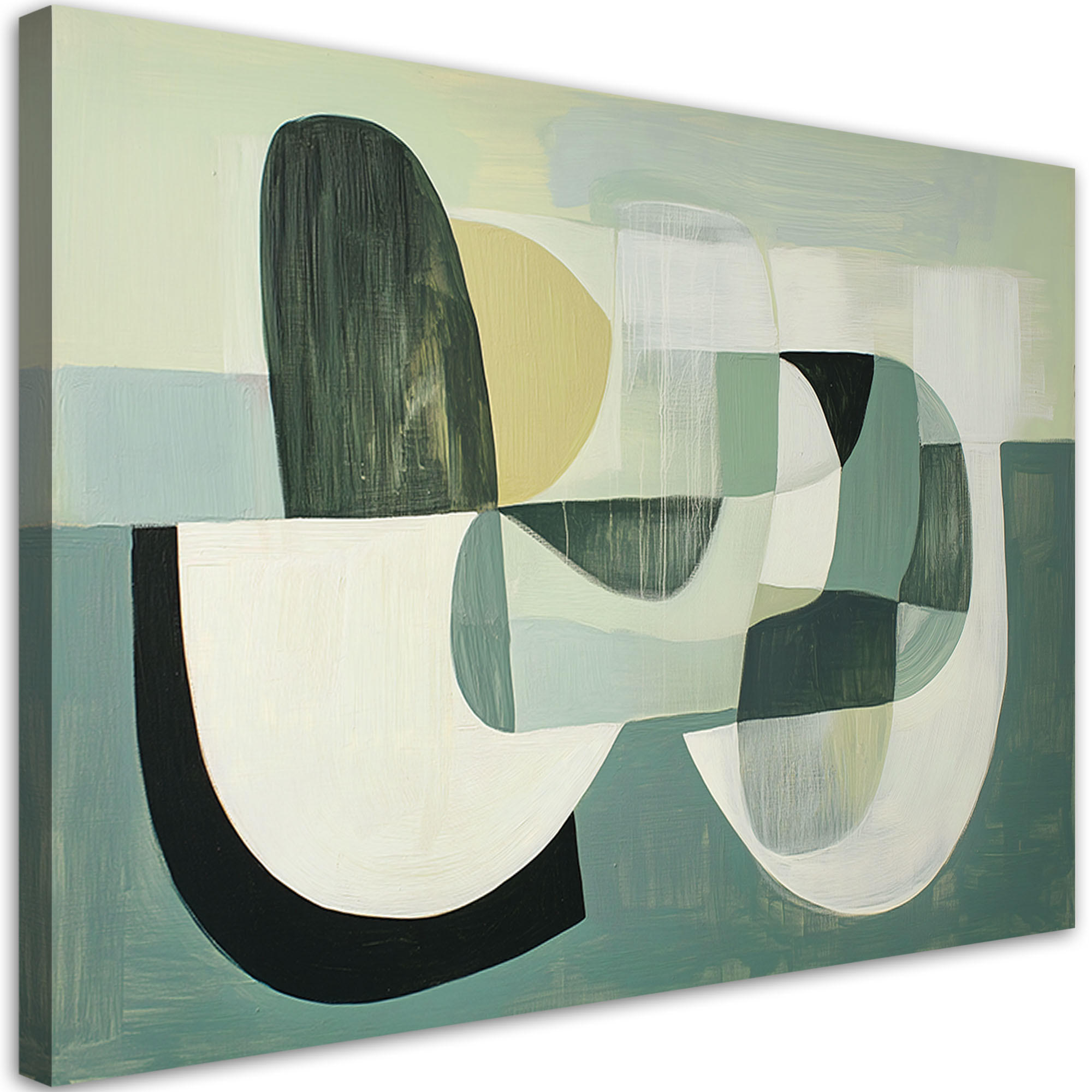 WANDBILD grüne abstrakte geometrische formen - Grün, Textil (100/70cm) - Feeby