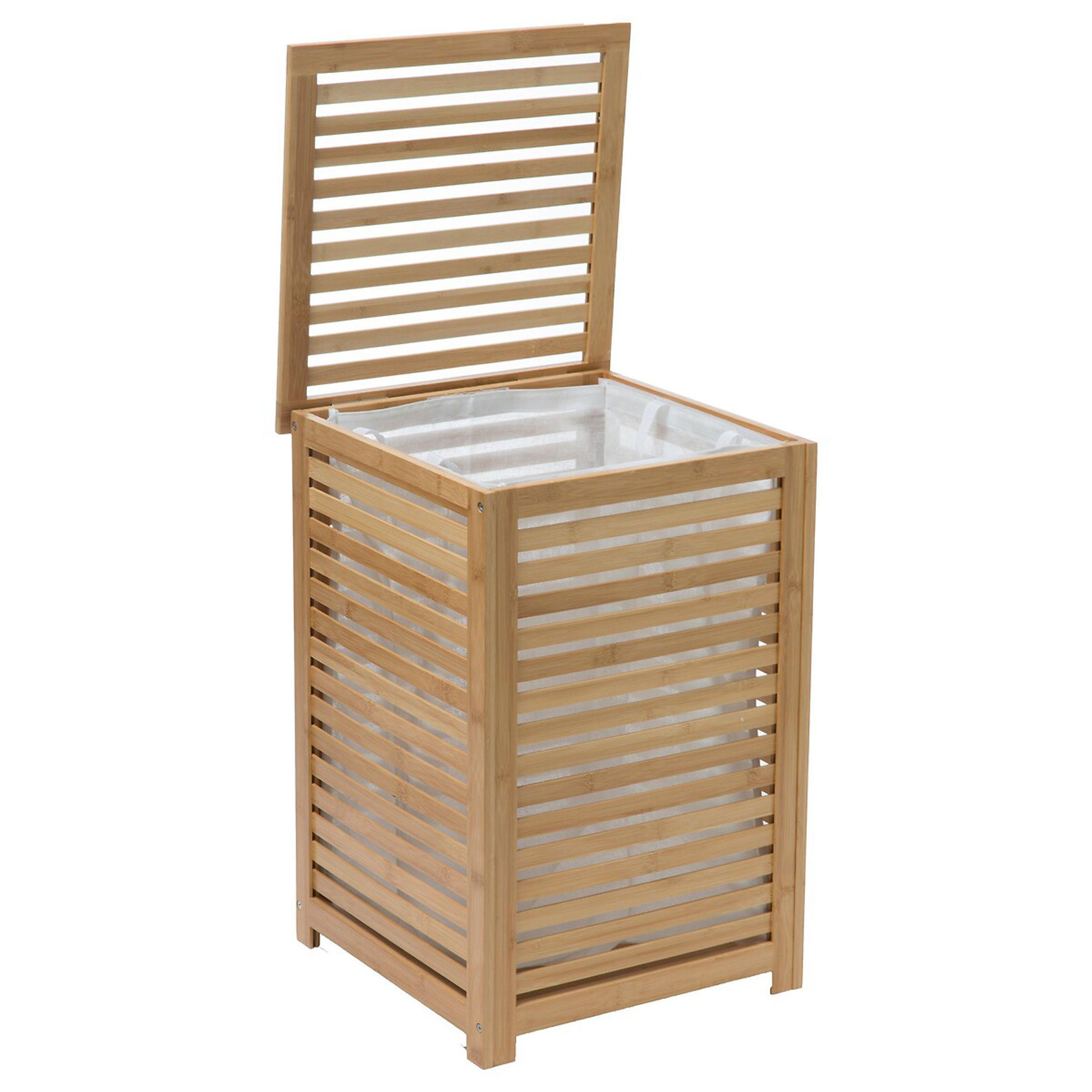 WÄSCHEBOX Sicela, mit Einsatz, Bambus, Polyester, 58 cm - Braun, Holz (40/38/58cm) - 5five Simply Smart