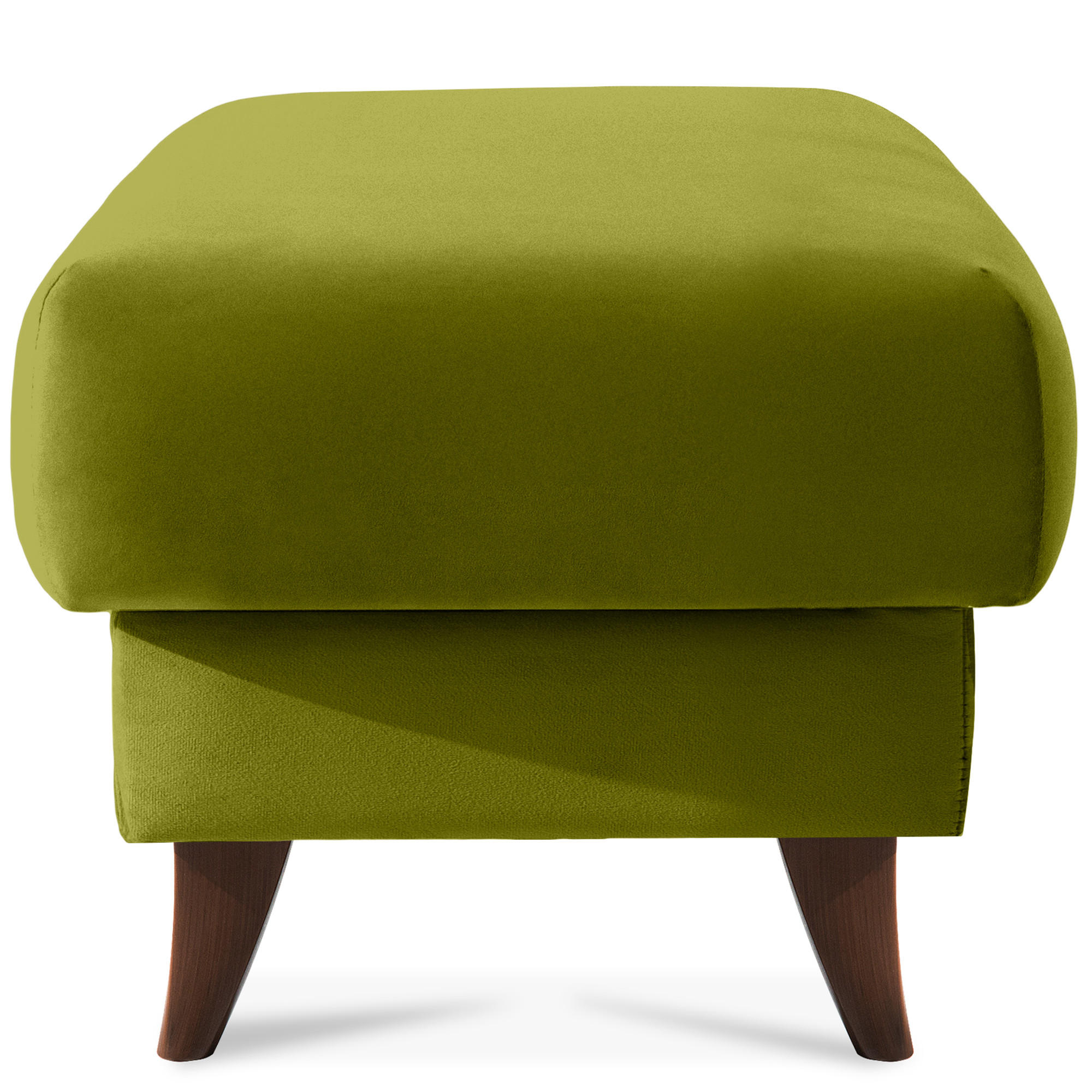 HOCKER GUSTAVO Fußstütze, Velours, Olivgrün - Olivgrün, Holz/Holzwerkstoff (53/49/53cm) - KONSIMO®