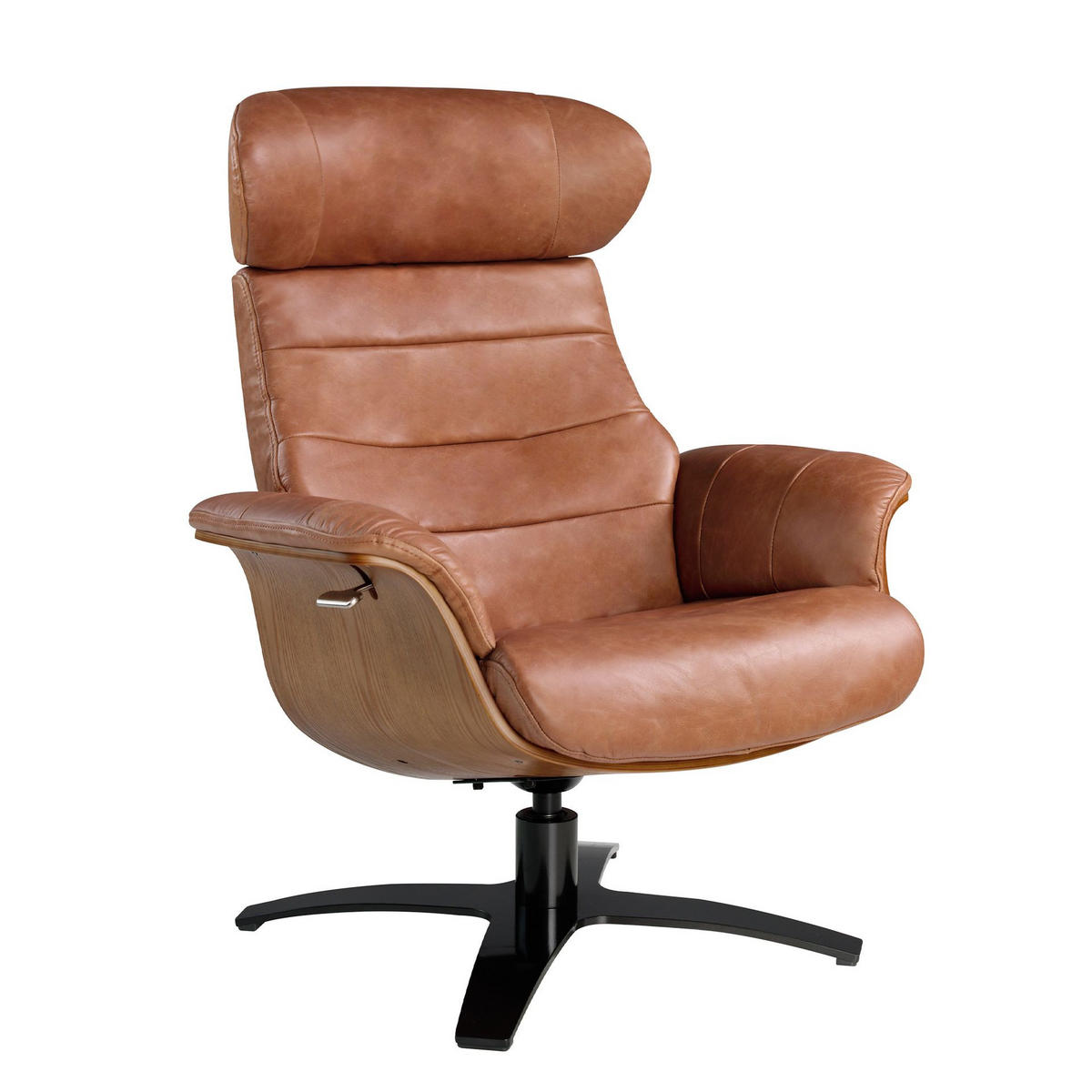 DREHBARER Liegesessel aus braunem Leder 80/84/100 cm - Dunkelgrau/Braun, Leder (80/100/84cm) - ANGEL CERDA