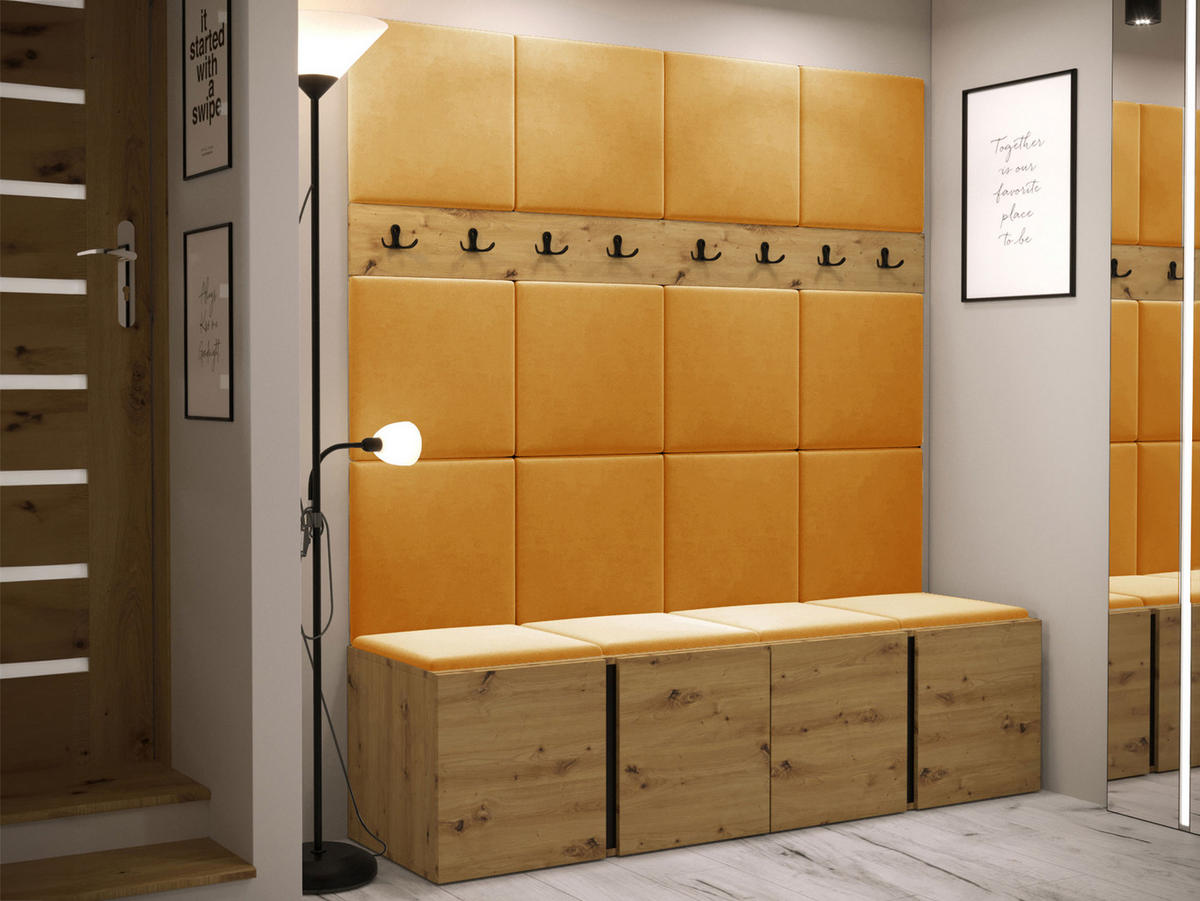 GARDEROBEN-SET Orion V - Eiche Artisan/Orange, Holzwerkstoff/Kunststoff (168/186/46cm) - MIRJAN24