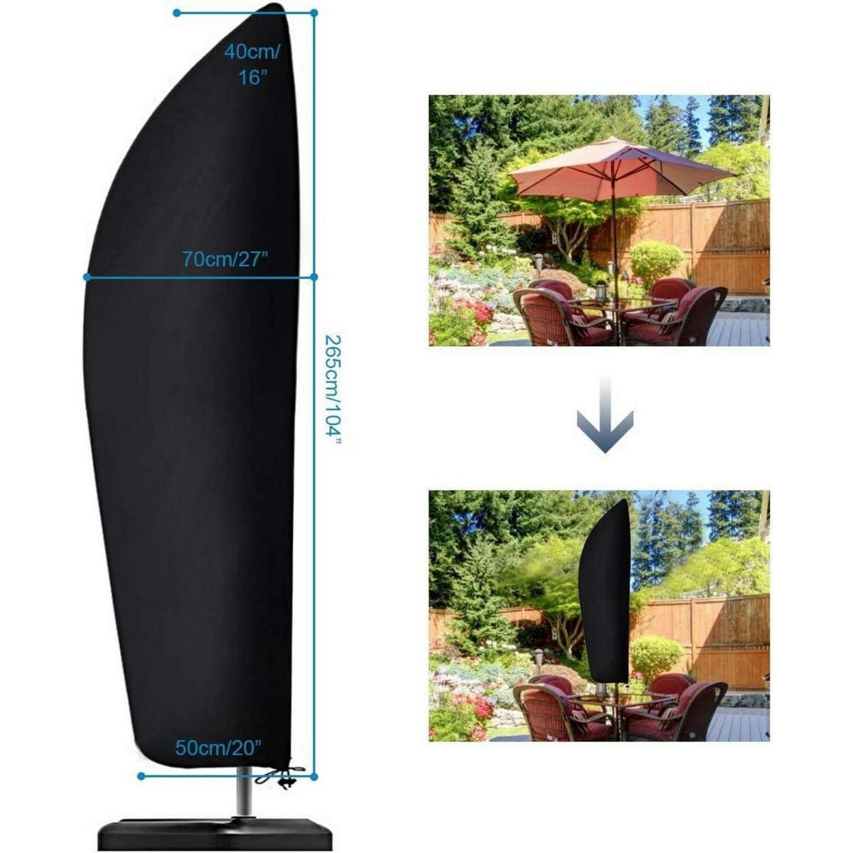 SONNENSCHIRM Schutzhülle 265 cm Schwarz - Schwarz, Kunststoff (265/70/40cm)