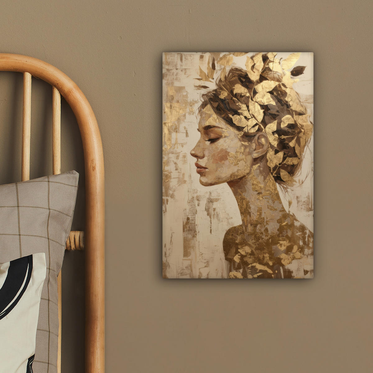 LEINWANDBILD Frau - Gold - Abstrakt - Textur Deko Wohnzimmer 20x30 cm - Goldfarben, Textil (20/30cm) - MuchoWow