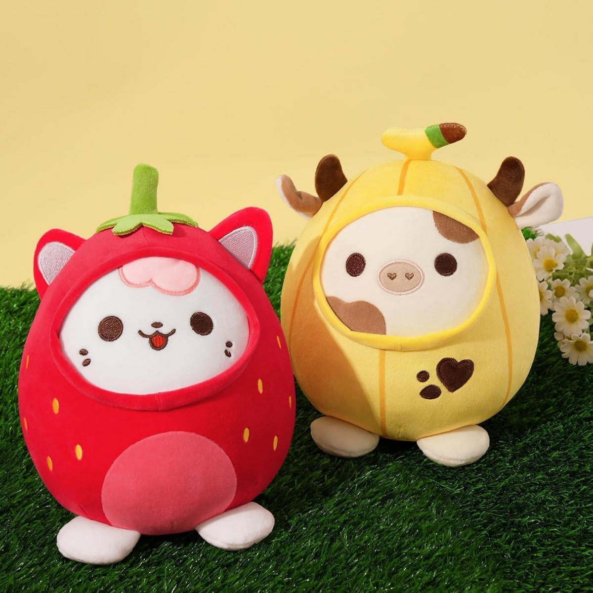 PLÜSCHTIER Katze Erdbeere 20 cm - Rot, Textil (20/20cm)