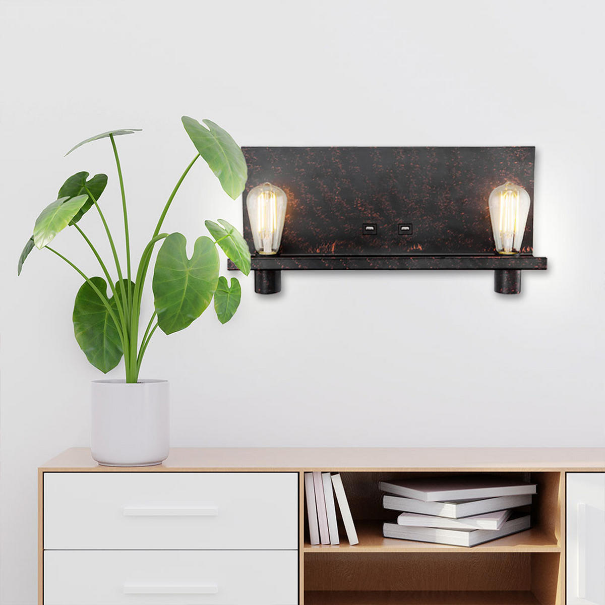 WANDLEUCHTE BAYUDA Schwarz Gold - Schwarz, Metall (48/26/15cm) - Globo Lighting