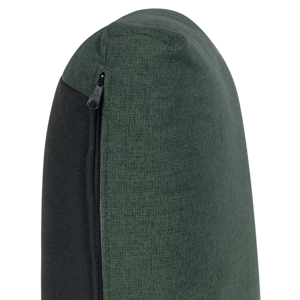 3-SITZER-SOFA Leinenoptik dunkelgrün mit Ottomane Unstad - Schwarz/Grün, Textil (228/72/76cm) - Beliani