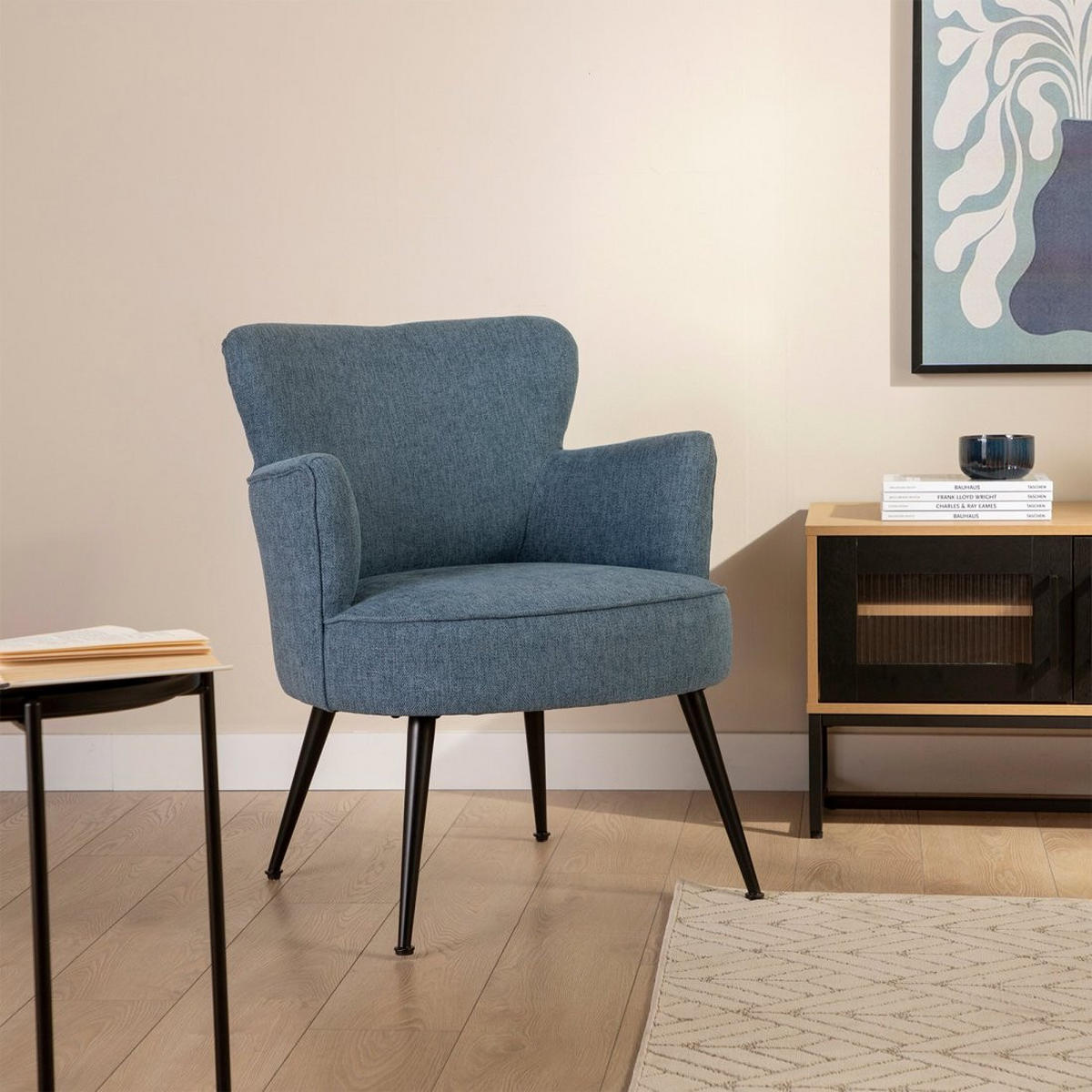 EINZELSESSEL Megan Blau 67 cm x 83 cm - Blau, Textil (67/83/65cm)