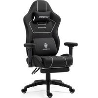GAMING Stuhl Stoff & Taschenfederkissen PC Bürostuhl & Fußstützen - Schwarz, Textil (70/130/60cm)