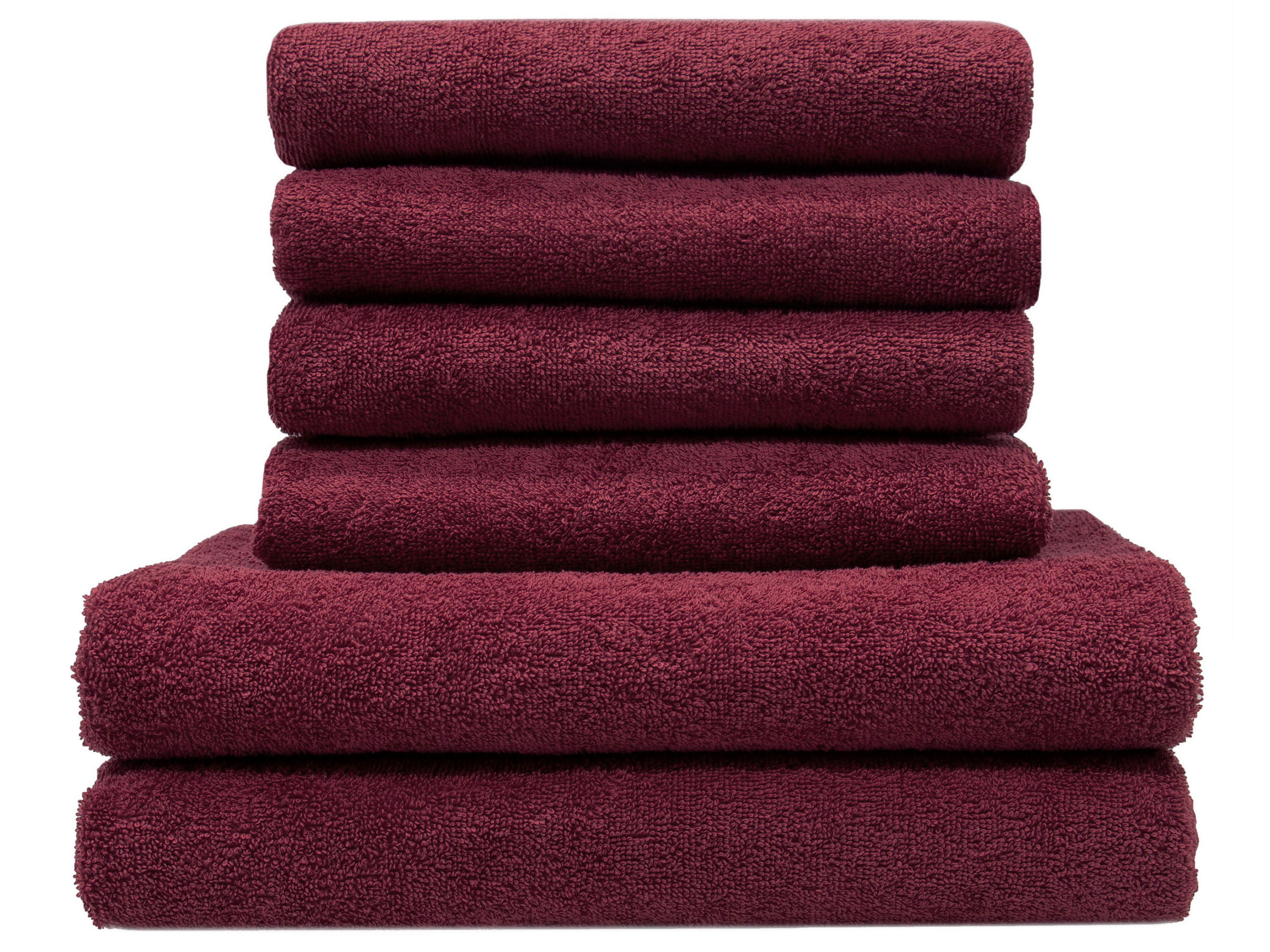 HANDTÜCHER SET, 6er-Set, 50x100 cm + 70x140 cm, 100% Baumwolle, Rot - Bordeaux, Textil (50/100cm) - Zollner