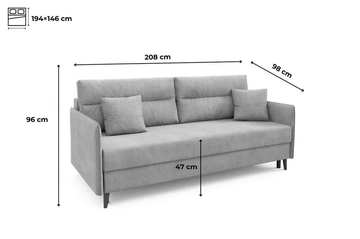 SCHLAFSOFA - Sofa Marla - Hellgaru (Zetta 302) - Hellgrau, Holz (208/96/98cm) - Möblo