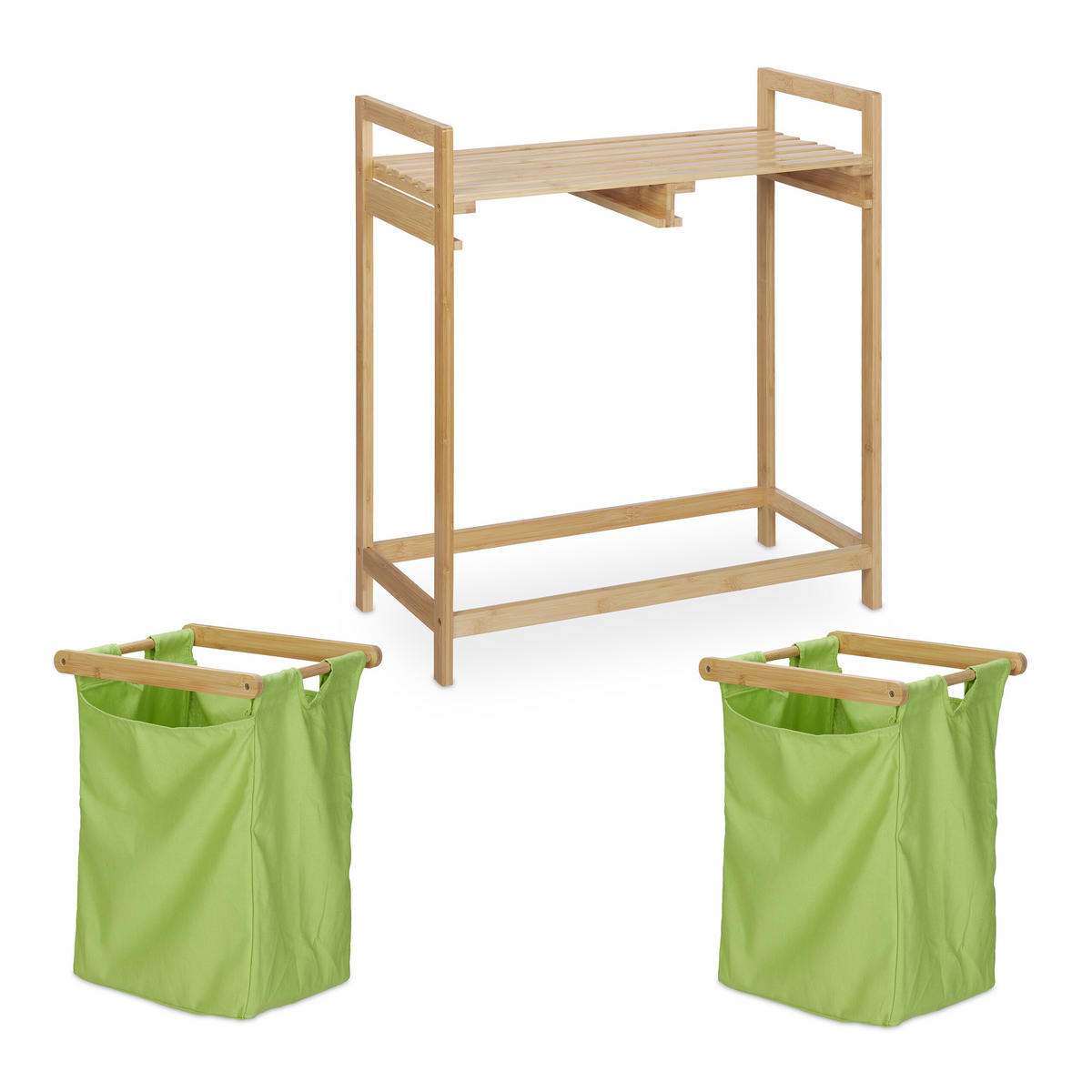 WÄSCHEKORBREGAL - Multicolor, Holz/Textil (64/73/33cm) - Relaxdays