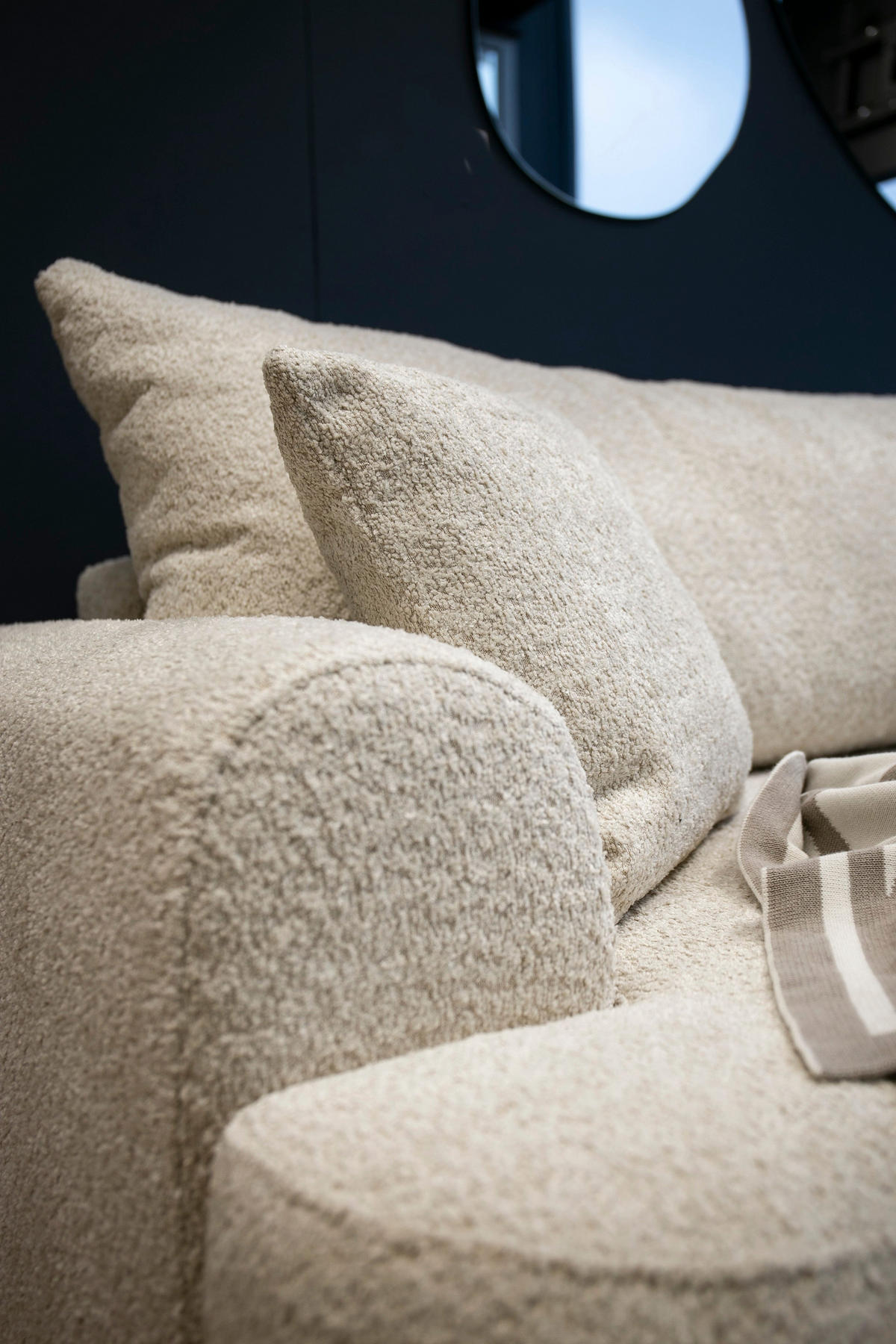 ECKSOFA Ovo Beige Boucle - Beige/Schwarz, Kunststoff/Textil (260/165cm) - Selsey
