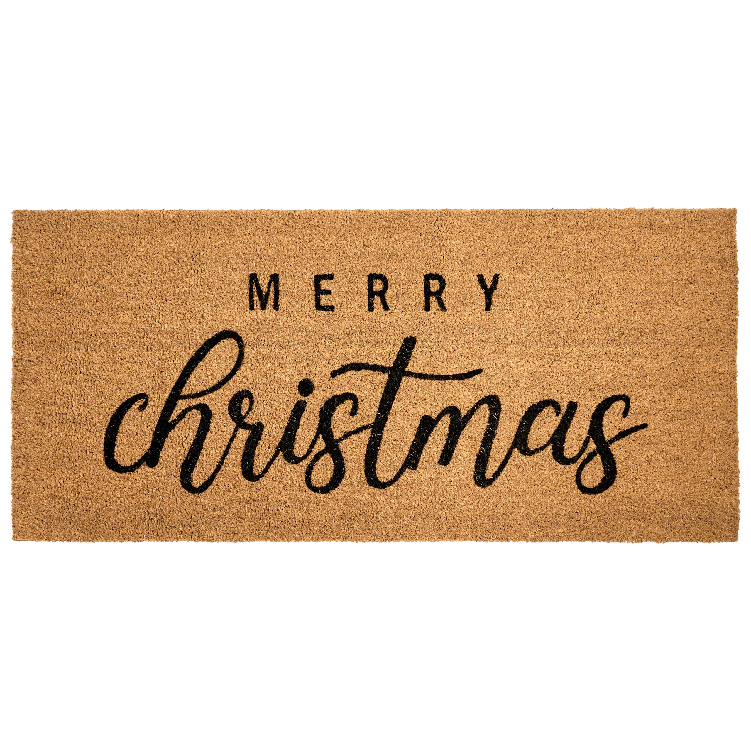 FUSSMATTE Naturfarben 55/120 cm Weihnachtsmotiv Kokosfasern Tikub - Naturfarben, Textil (55/120cm) - Beliani