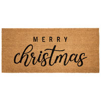 FUSSMATTE Naturfarben 55/120 cm Weihnachtsmotiv Kokosfasern Tikub - Naturfarben, Textil (55/120cm) - Beliani