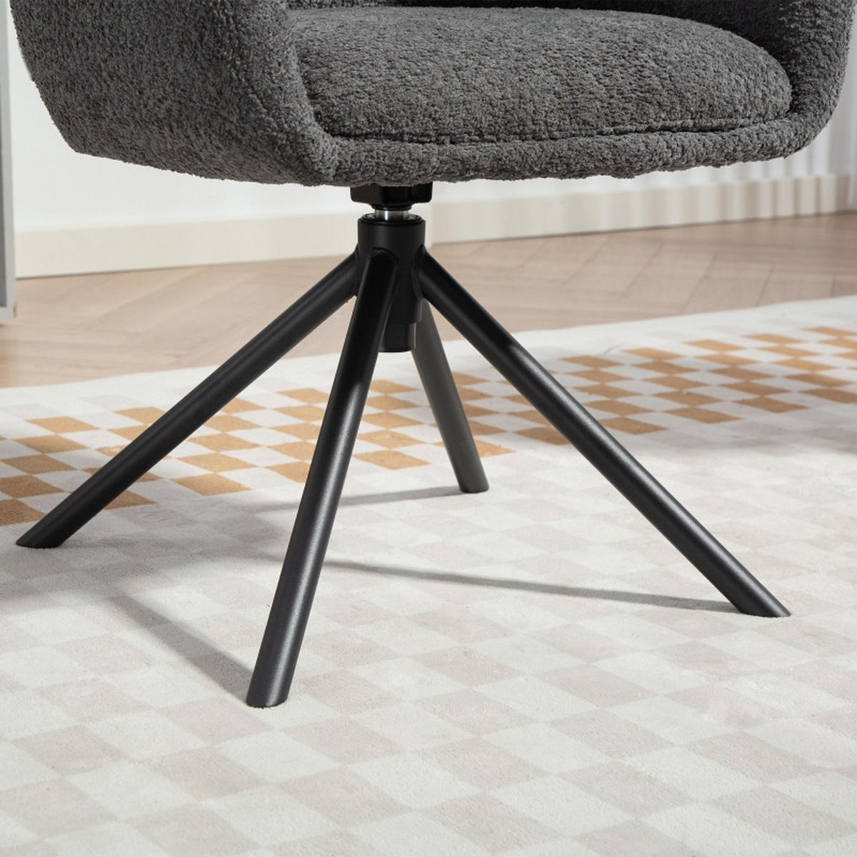 SESSEL Leinen Grau drehbar - Grau, Textil/Metall (58.5/78.5/59cm) - WISHDOR