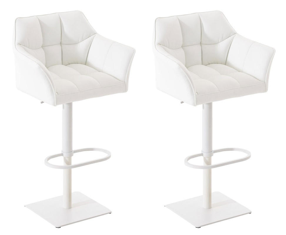 BARHOCKER Damaso 2er Set 88x64x45 cm weiß - Weiß, Leder (64/88/45cm) - furnicato
