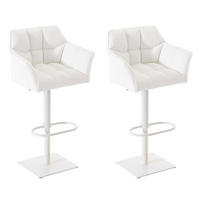 BARHOCKER Damaso 2er Set 88x64x45 cm weiß - Weiß, Leder (64/88/45cm) - furnicato