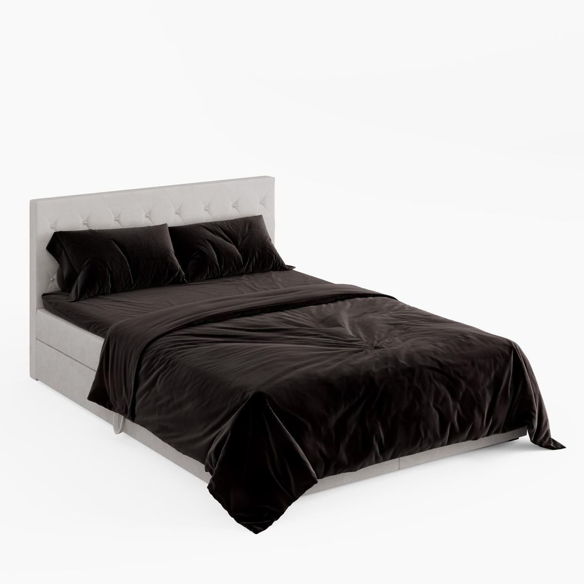 BOXBETT CRYSTAL 160/200 cm, in Creme, Premium Velours-Stoff, Bettkasten, Matratze, Topper - Creme, Textil (160/20cm) - Barchello