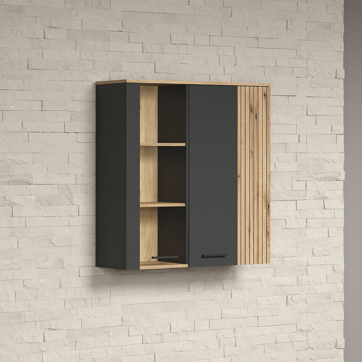 VITRINE Esteban Anthrazit - Anthrazit, Holzwerkstoff (90/99/34cm) - Trendteam