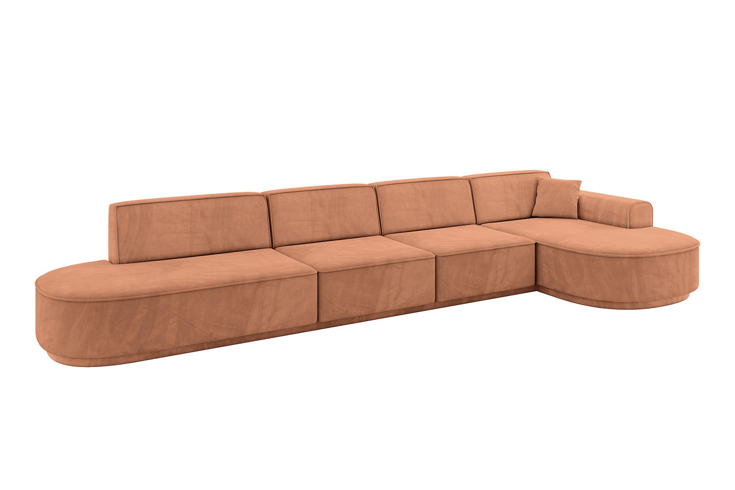 ECKSOFA Ottomane Rechts MARI-L3-v3 - 413x171x83 cm Orange Velours - Schwarz/Orange, Holzwerkstoff/Kunststoff (171/413cm) - ALTDECOR