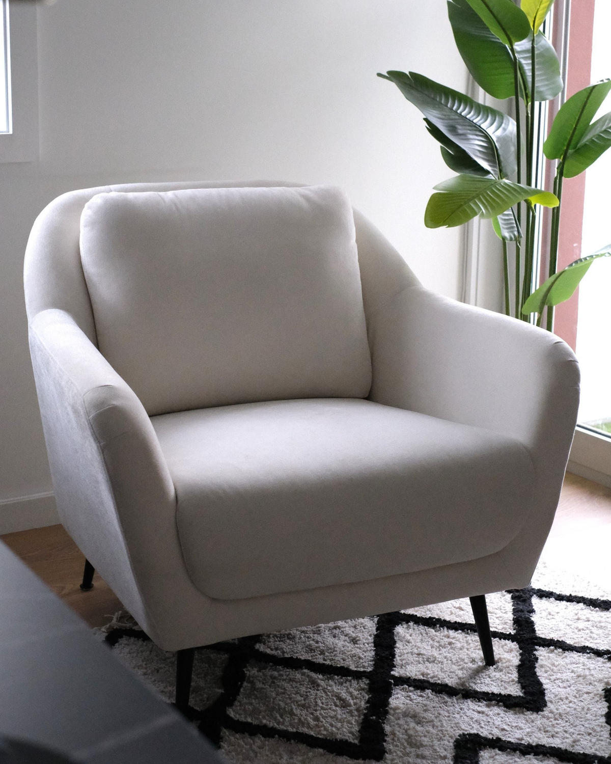 SESSEL Chenillegewebe Weiß Eiby - Weiß, Textil (84/80/90cm) - Beliani