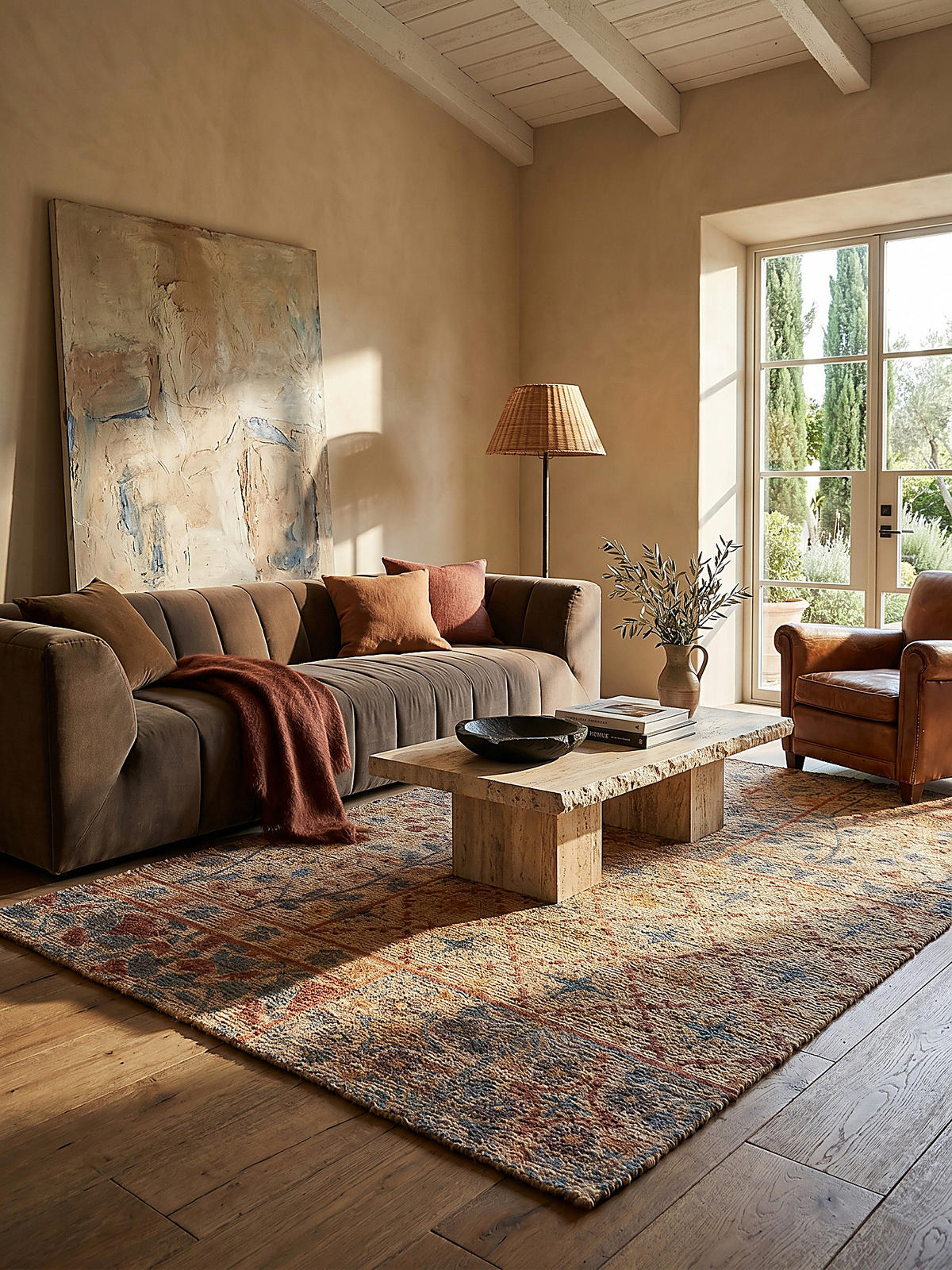JUTETEPPICH handgewebt AVILL, im Boho-Stil, Natur-Blau, 120 x 170 cm - Beige, Textil (170/120cm) - KADIMA DESIGN