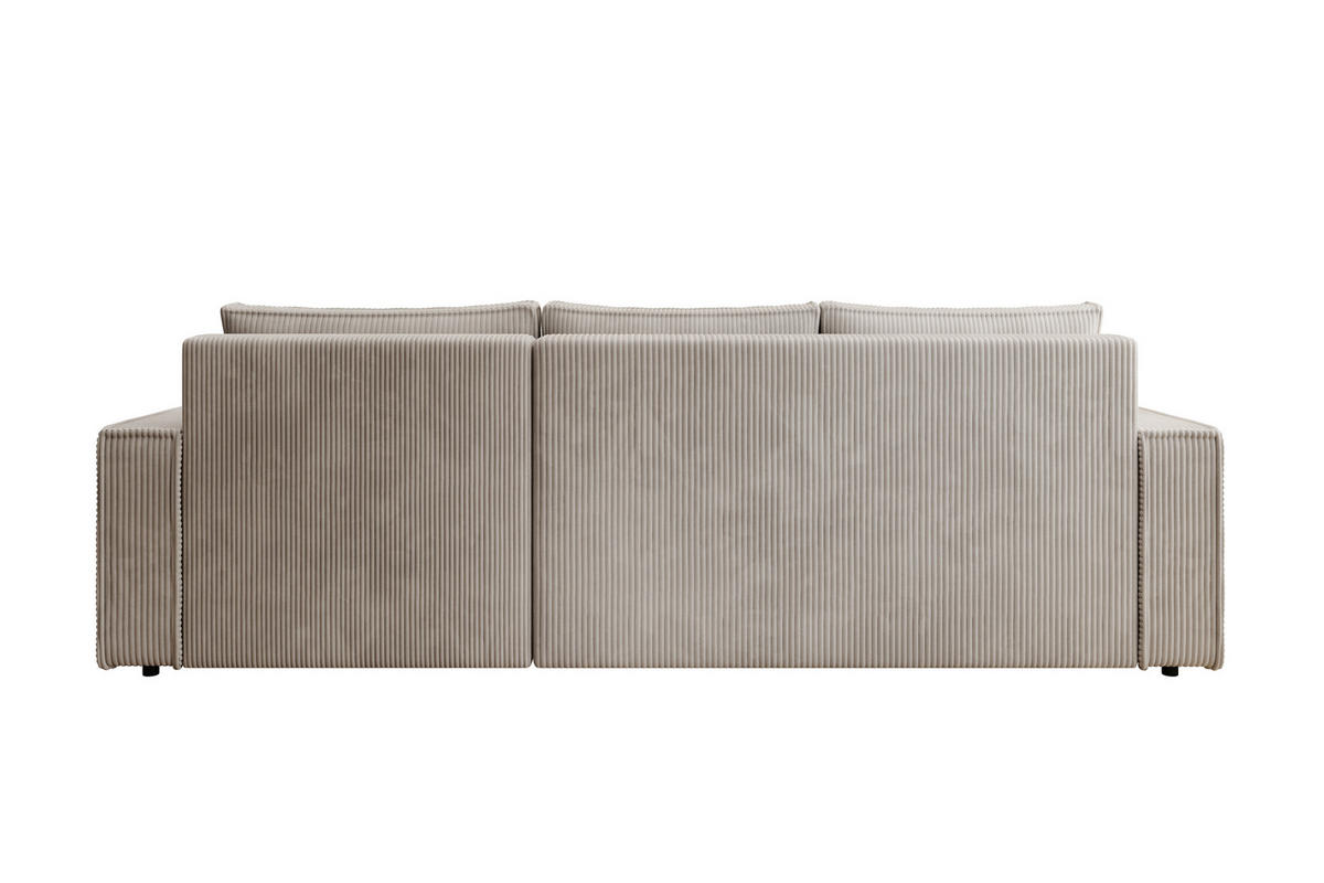 ECKSOFA CUDDY L, Eckcouch in L-Form mit Schlaffunktion und Bettkasten, Farbe: Hellgrau, Cordstoff, Ottomane Rechts - Hellgrau, Textil (240/140cm) - Storez24