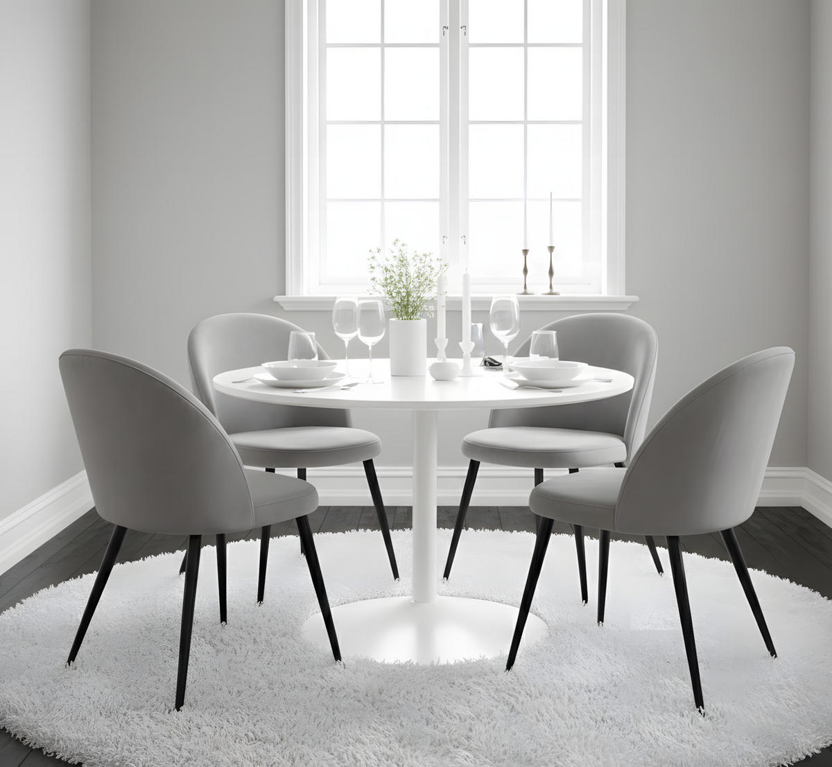 ESSGRUPPE 5-TLG. Carry Weiß, Grau - Weiß/Grau, Textil (110/74/110cm) - ebuy24