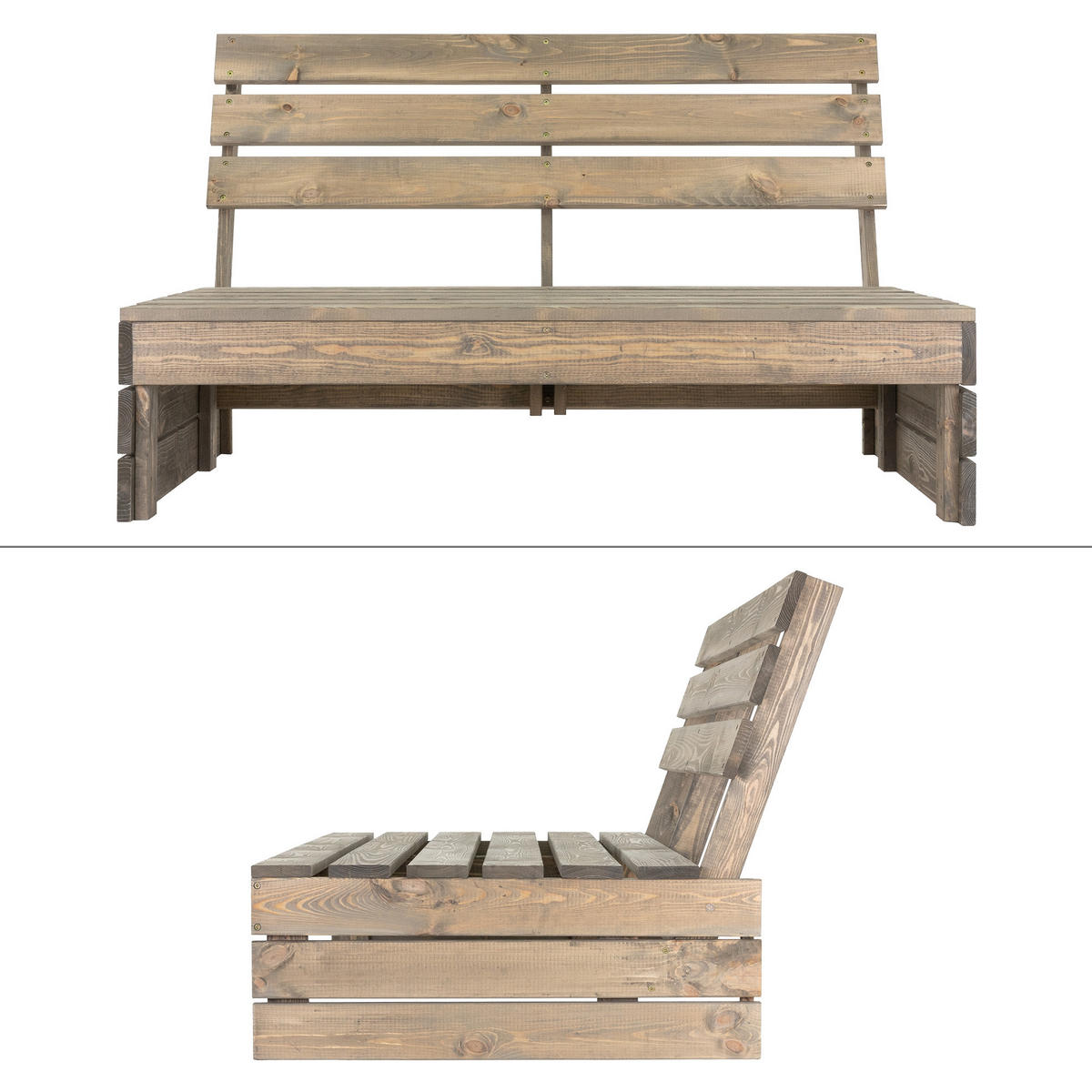 HOLZ BANK - Grau, Holz (80/76.5/120cm) - ECD-Germany