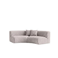 SOFA Round, Chenille-Stoff Cremona, Hellgrau, GRETA - Hellgrau, Holz (294/70/89cm) - Kaiser Möbel