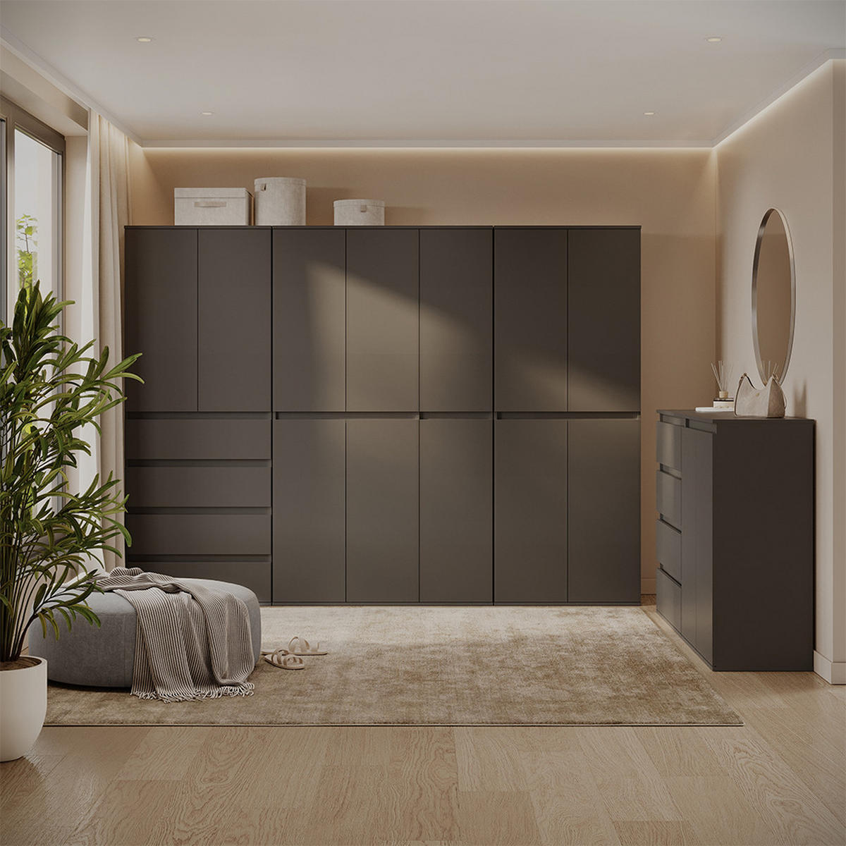 KLEIDERSCHRANK Claus Anthrazit 74 x 191.5 cm mit 4 Türen - Anthrazit, Holzwerkstoff (74/191.5/40cm) - Vicco