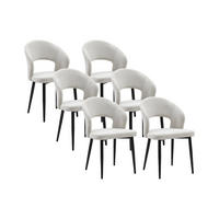 STUHL 6er-Set - Stoff & schwarzes Metall - Grau - NIYAMA - Hellgrau, Textil (50/81/56cm) - Vente-Unique