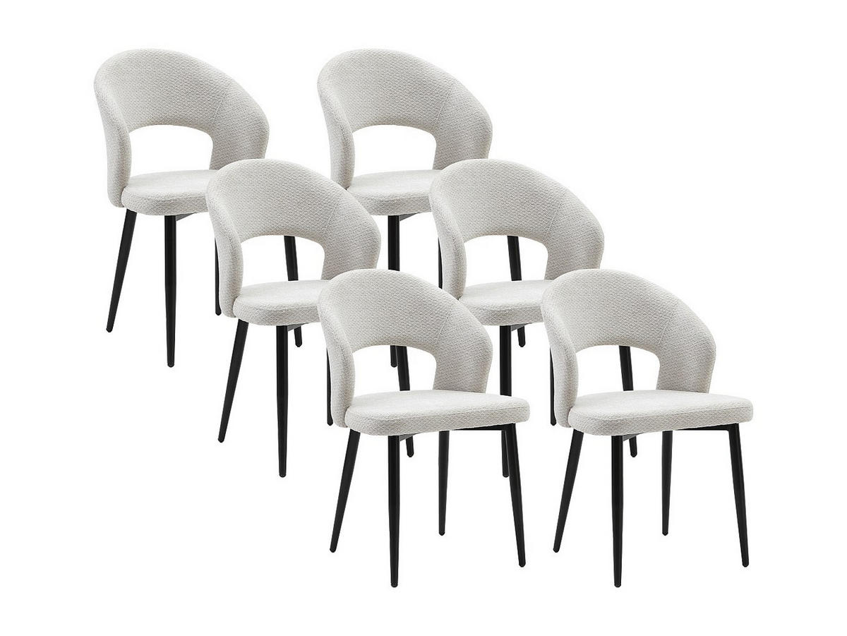 STUHL 6er-Set - Stoff & schwarzes Metall - Grau - NIYAMA - Hellgrau, Textil (50/81/56cm) - Vente-Unique