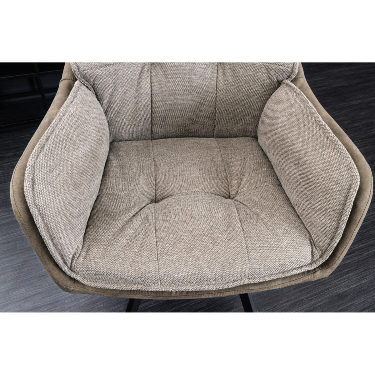 STUHL MR. LOUNGER Microfaser Taupe - Taupe/Schwarz, Textil/Metall (63/85/62cm) - riess-ambiente