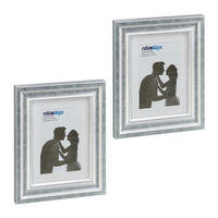 2XBILDERRAHMEN - Silberfarben, Glas/Kunststoff (21.5/26.5/2cm) - Relaxdays