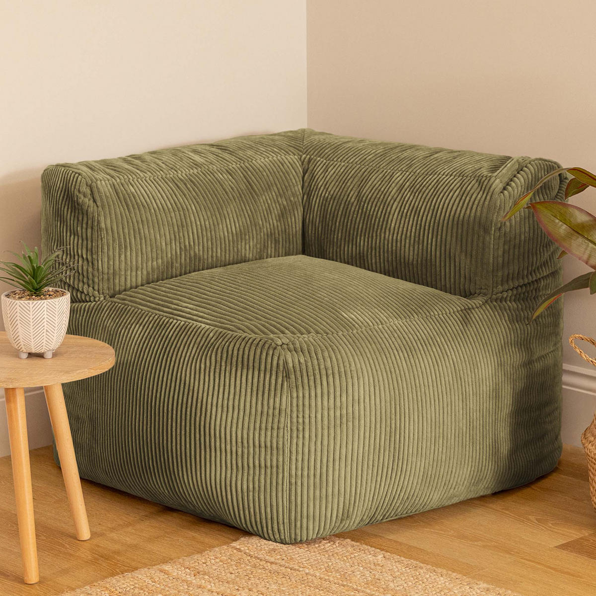 SITZSACK-ECKSESSEL ZEN modular Cord - Grün, Textil (100/68/100cm) - icon