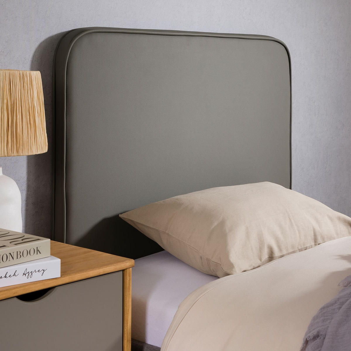 KOPFTEIL ARIELA 90X190 CM - Grau, Textil (90/68/6cm) - IDIMEX
