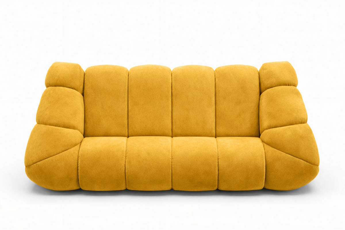 SOFA 3-Sitzer modular, Veloursstoff Bluvel, Golden, CROISSANT - Goldfarben, Holz (240/72/115cm) - Kaiser Möbel