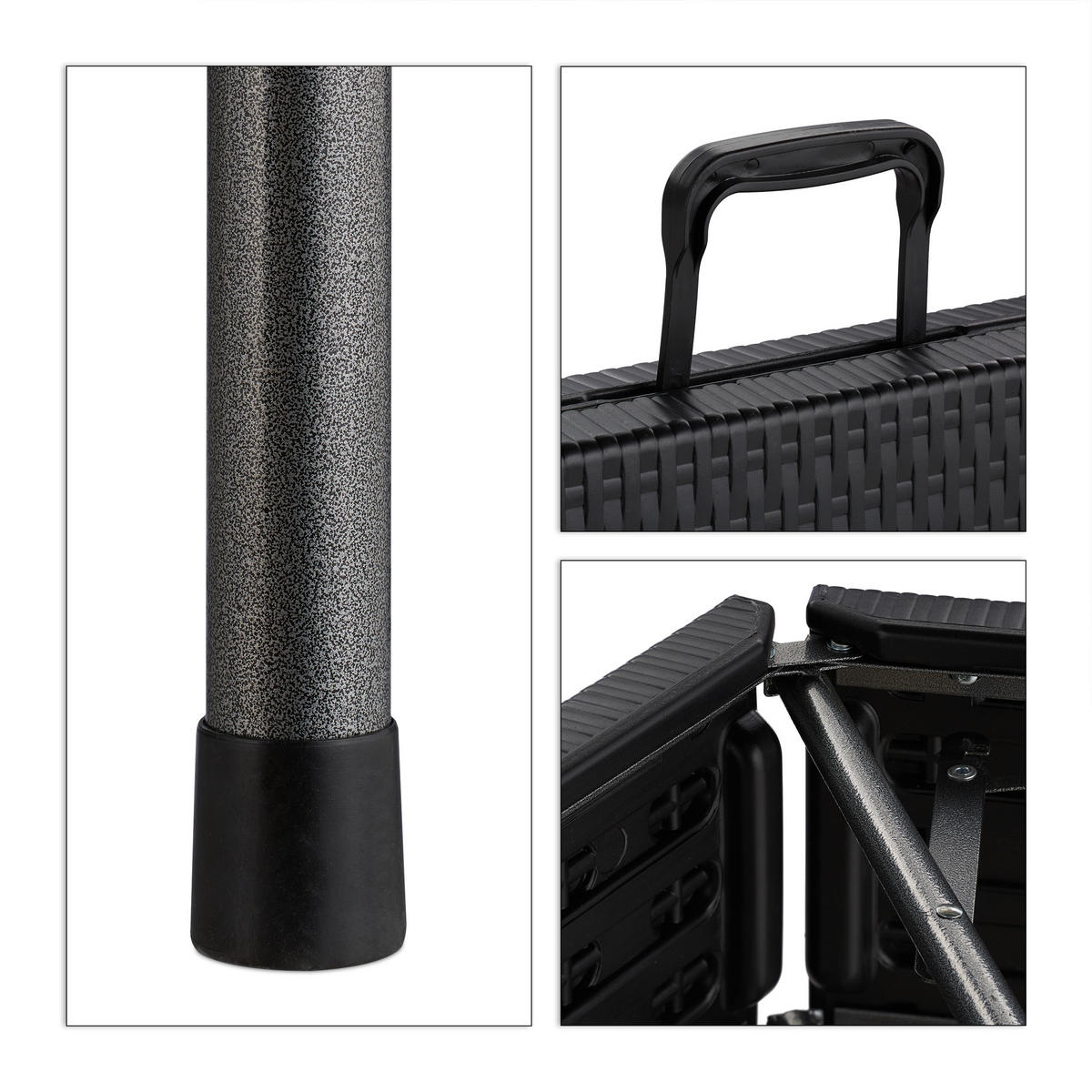 2XBIERBANK - Schwarz, Kunststoff/Metall (179/43/24.5cm) - Relaxdays